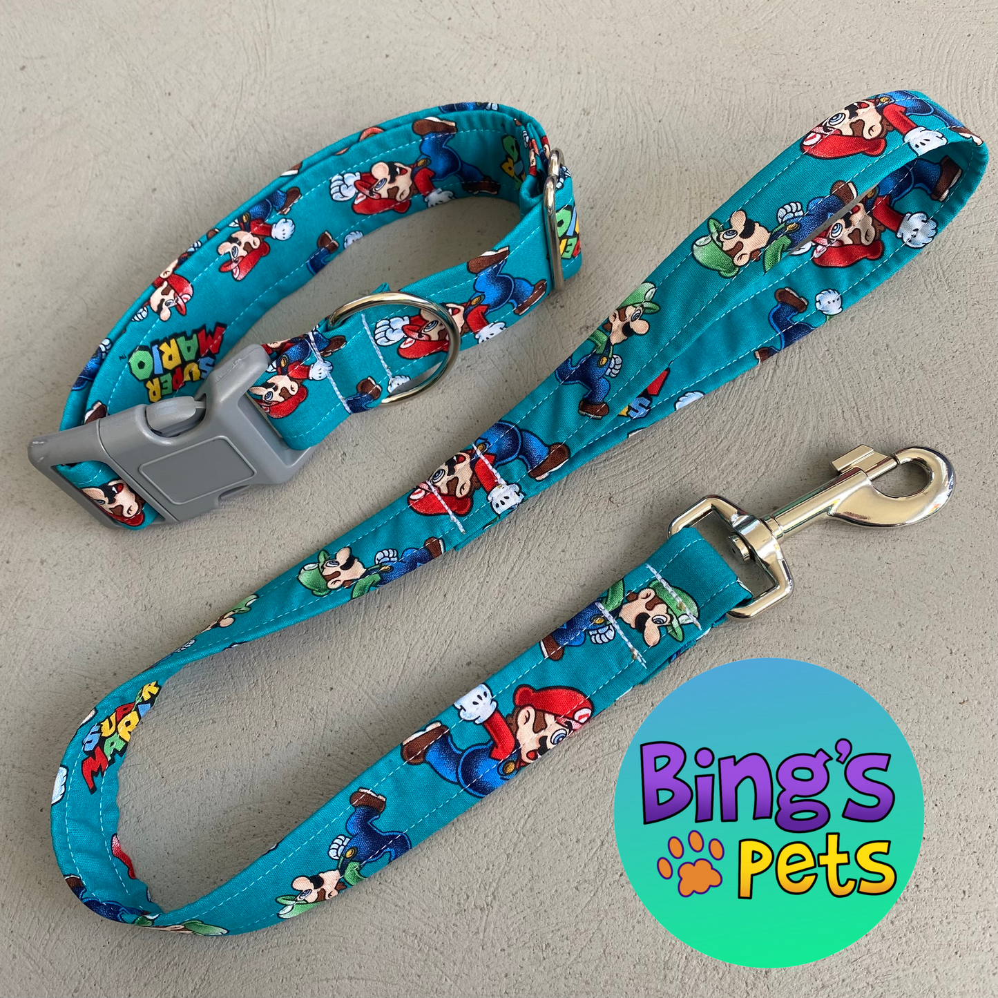 CUSTOM Mario Bros, Mario & Luigi Fabric Collar or Leash – Bing's Pets